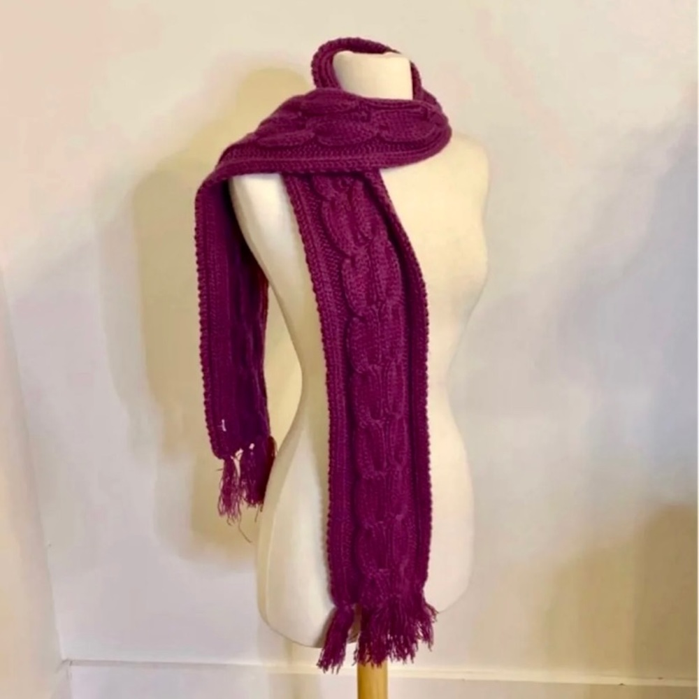 Purple Knit Tassel Scarf